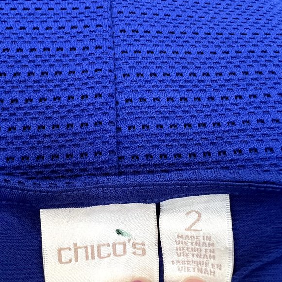 Chico's Bright Blue Textured Design Top Size 2 Like Medium - Picture 3 of 6